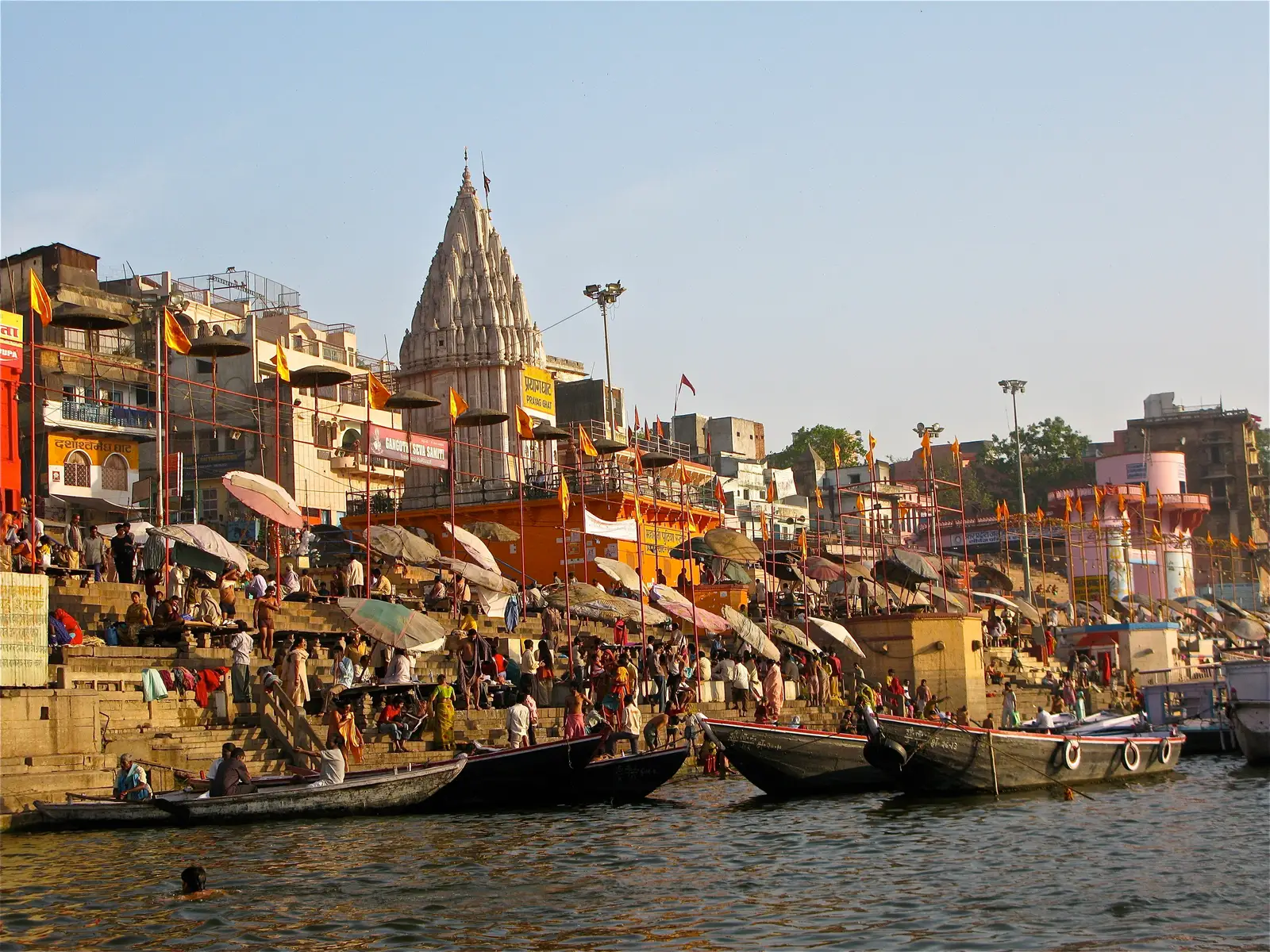 Morning on the ghats of the Ganga at Varanasi
