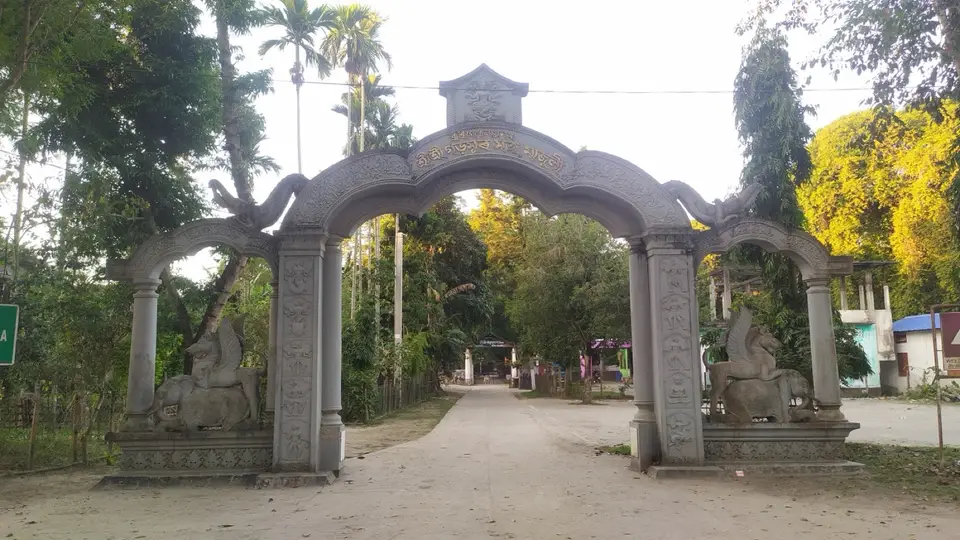 Main gate of Garmur Satra, Majuli, Assam